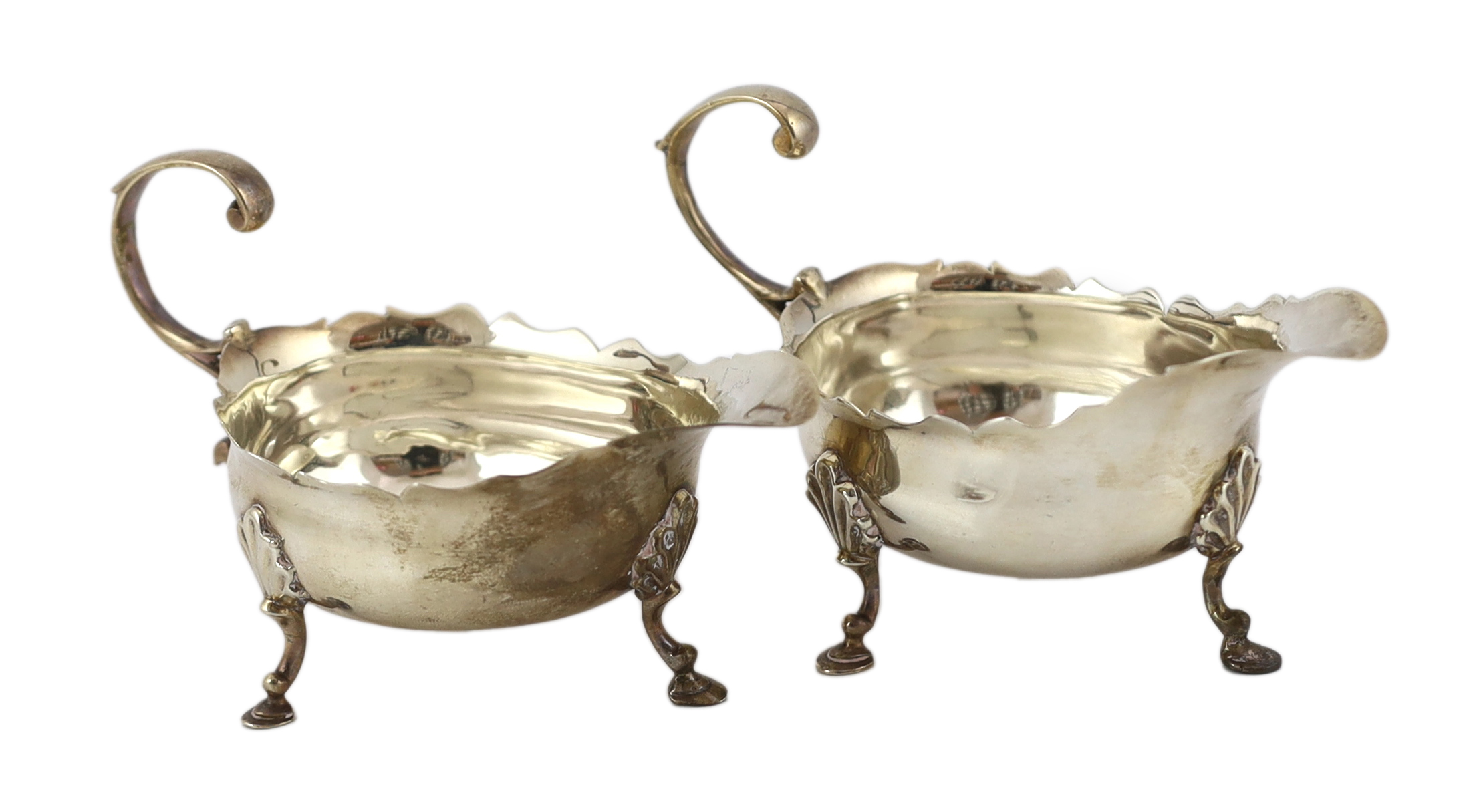 A pair of late George II silver small sauce boats, by Robert Albin Cox